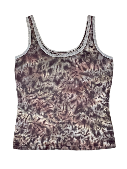 Lace trim knit tank top - women - L